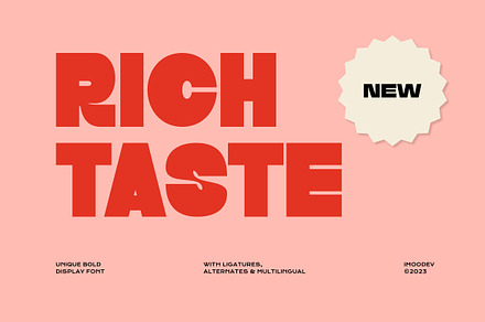 Rich Taste - Bold Display Font, a Sans Serif Font by Imoodev