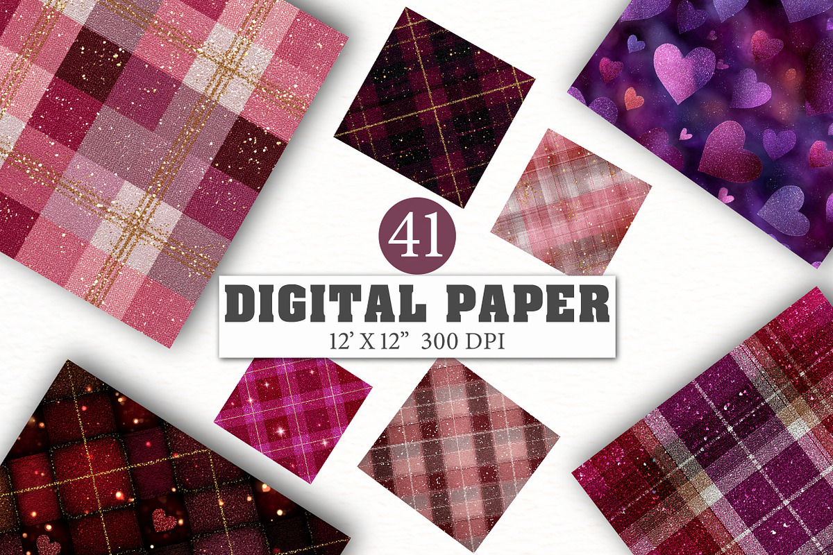Valentine Glitter Digital Paper, an Illustration by Designworld (Photo 1 of 5)