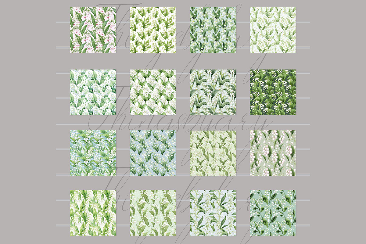 Seamless Lily of the Valley Papers, a Pattern Graphic by ThingsbyLary (Photo 5 of 10)