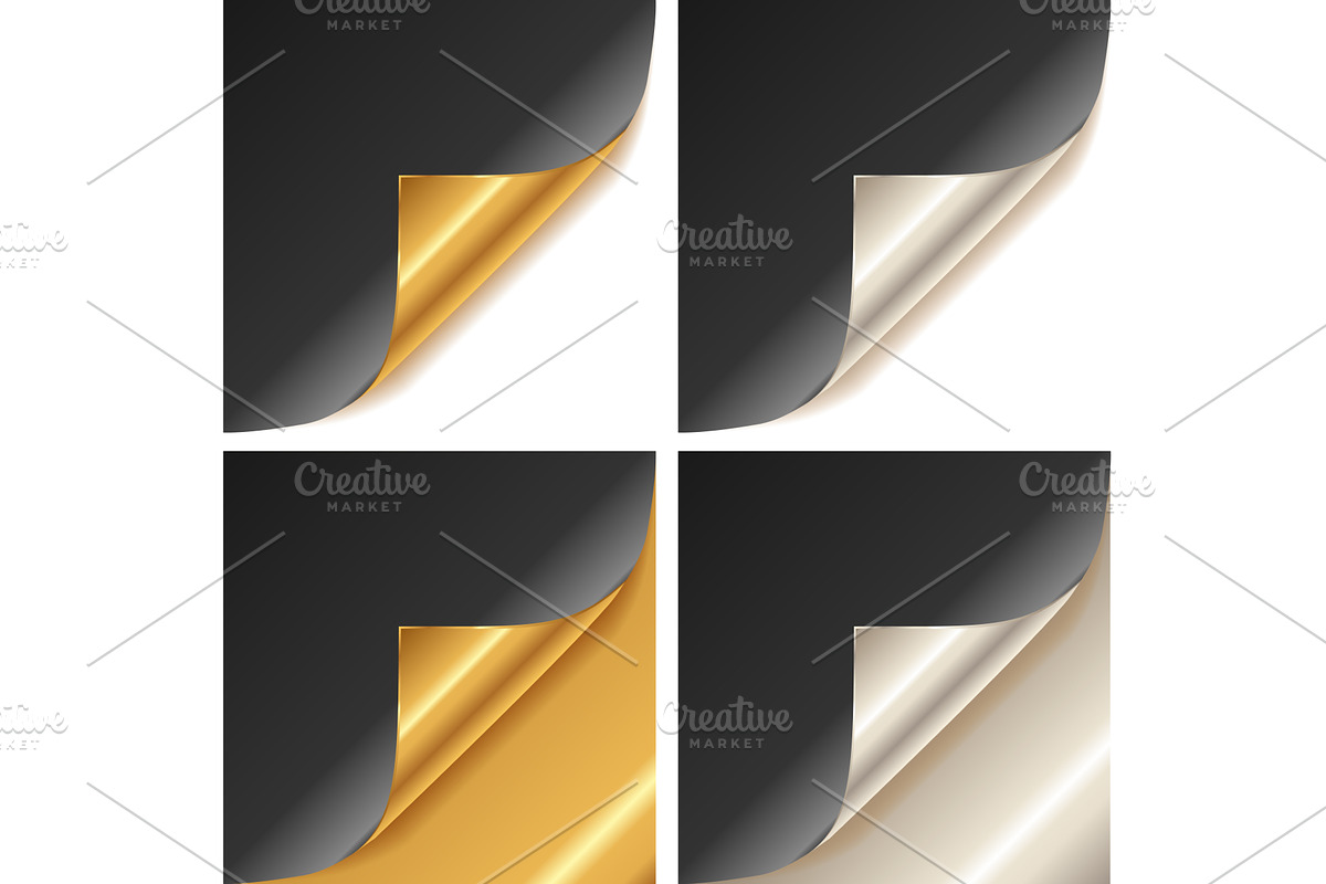 Curled golden and silver page corner, an Illustration by piter.goskov