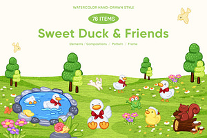 Sweet Duck & Friends – Watercolor