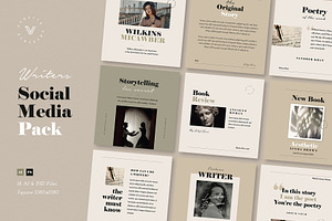 Writers Social Media Pack, a Social Media Template by Vynetta