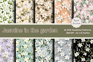 Jasmine inthe garden SeamlessPattern