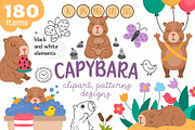 Capybara clipart, patterns, designs, an Animal Illustration by Lexi Claus (Thumbnail 1 of 8)
