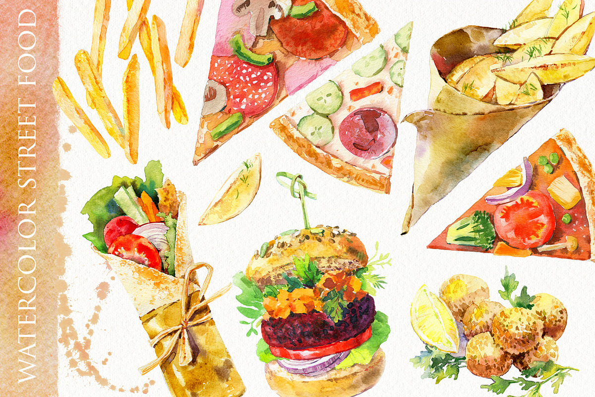 Street food watercolor collection, a Food Illustration by Natasha Koltsova (Photo 1 of 6)