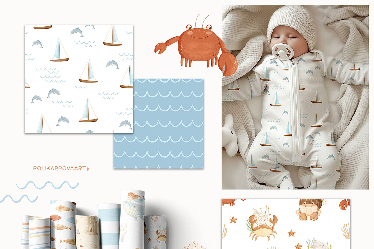 Ocean dreams - baby collection, a Decorative Illustration by polikarpovaart (Photo 9 of 17)