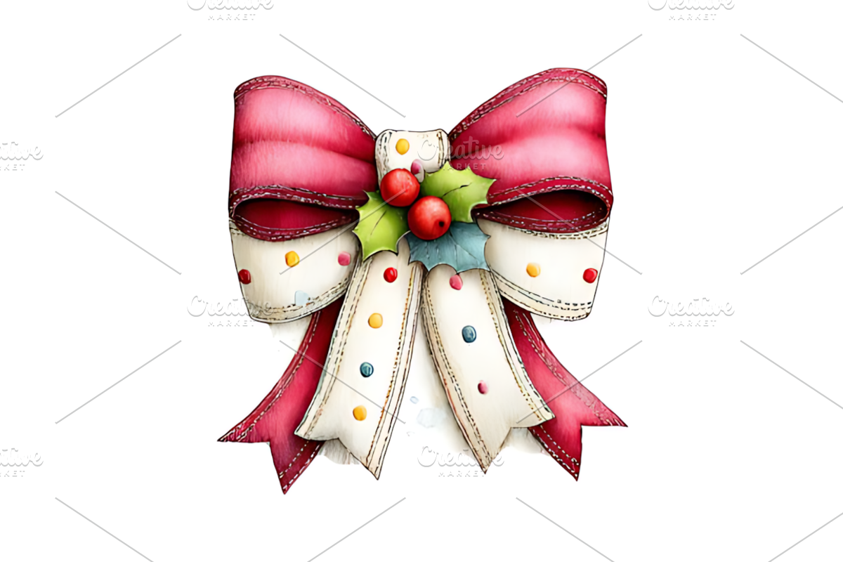 Romantic Christmas Bow Clipart Set, a Seasonal Illustration by Coco Bloom (Photo 4 of 4)