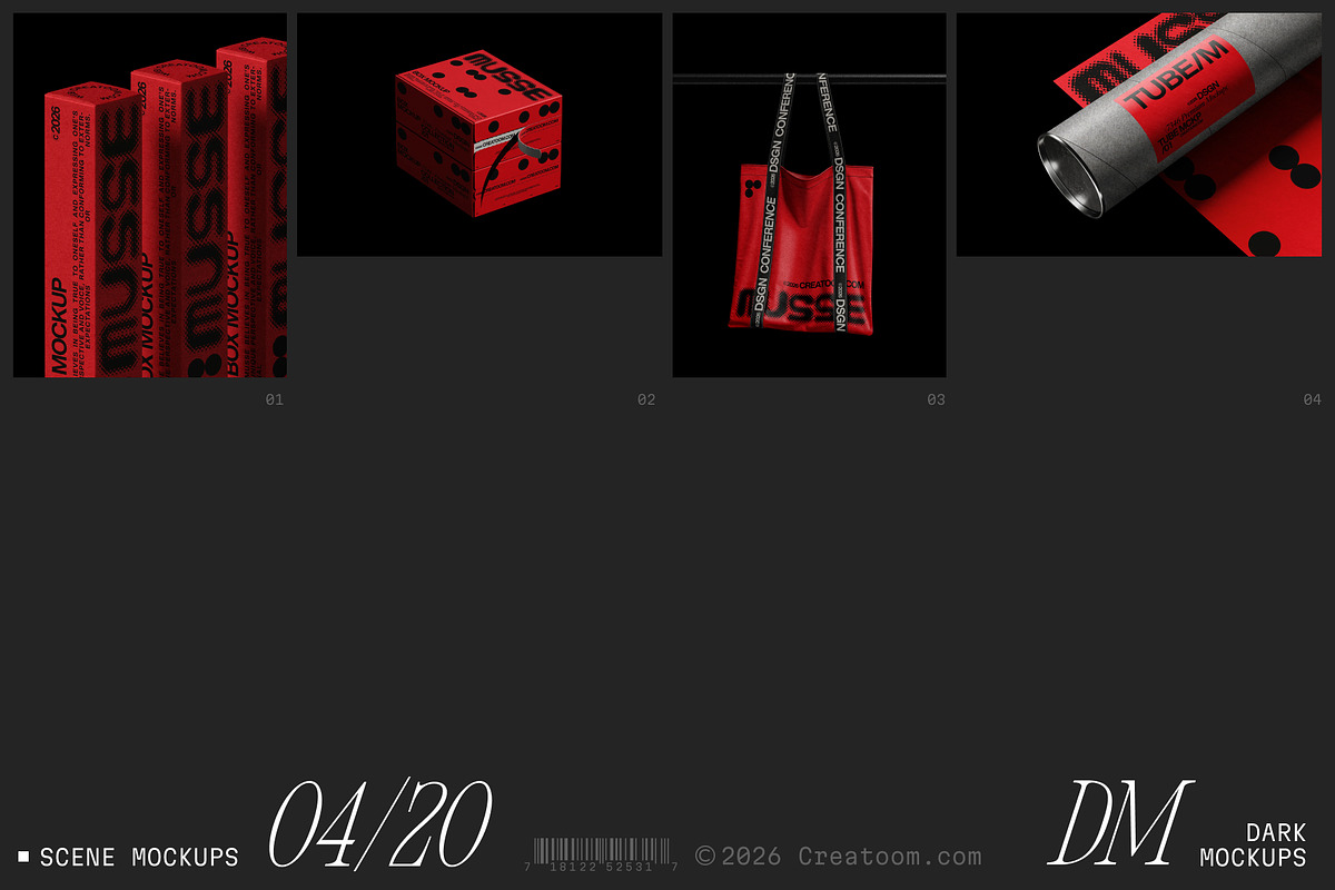 Musse - Dark branding mockups, a Product Mockup by Creatoom (Photo 2 of 12)