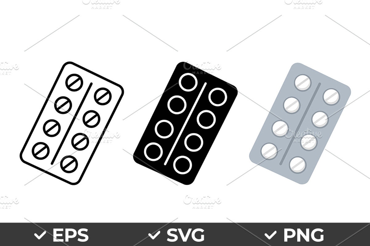 Blister Pack Vector Icons, an Object Graphic by Artonix (Photo 1 of 3)
