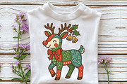 Patchwork Christmas Reindeer Preppy, an Illustration by CraftArtStudio (Thumbnail 2 of 4)