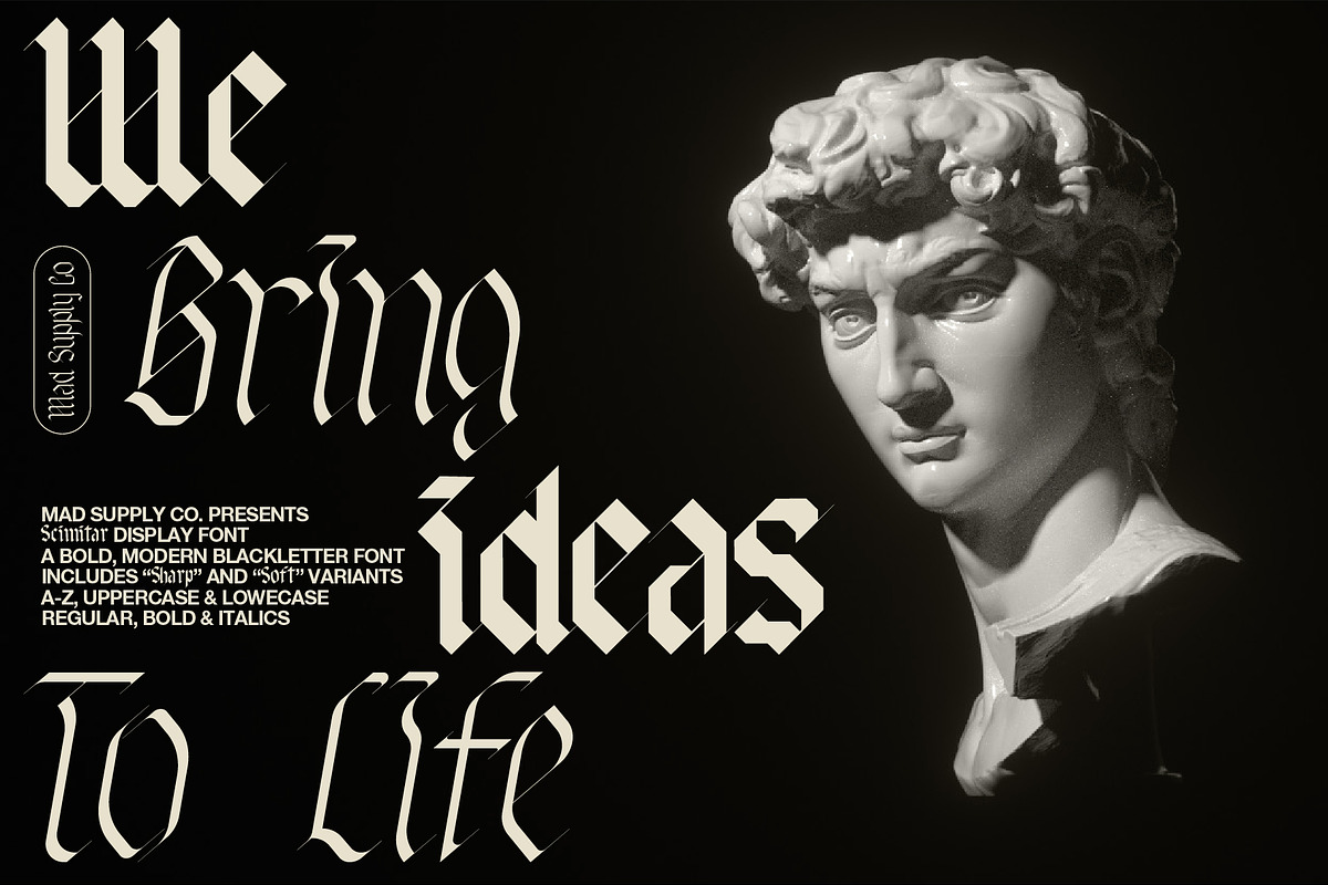 Scimitar | Blackletter Display Font, a Blackletter Font by Mad Supply (Photo 2 of 9)