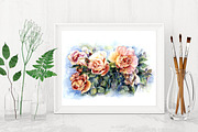 Watercolor orange roses illustration, a Decorative Illustration by MaryAmi (Thumbnail 2 of 3)