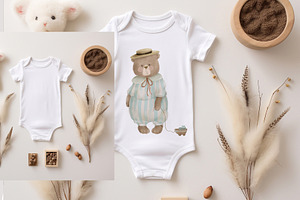 Baby Bodysuit Mockup PSD Set