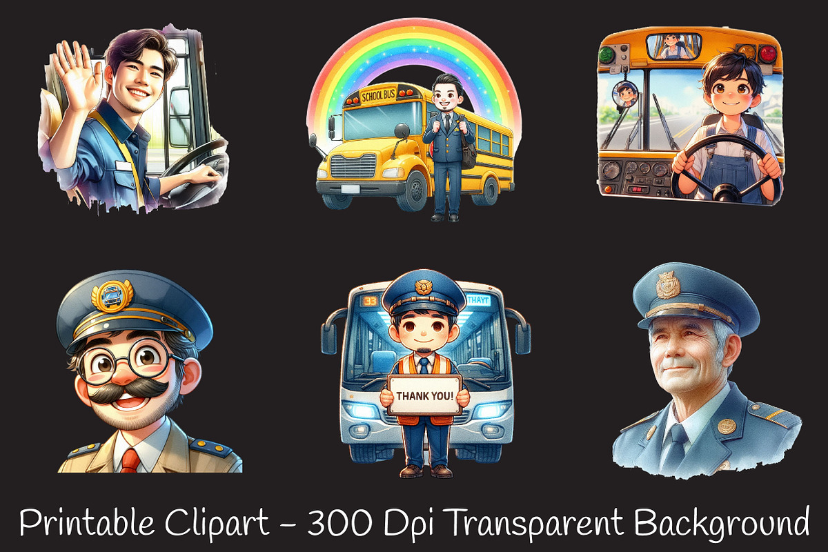 Bus Driver Watercolor Clipart, an Illustration by RobertsArt (Photo 8 of 8)