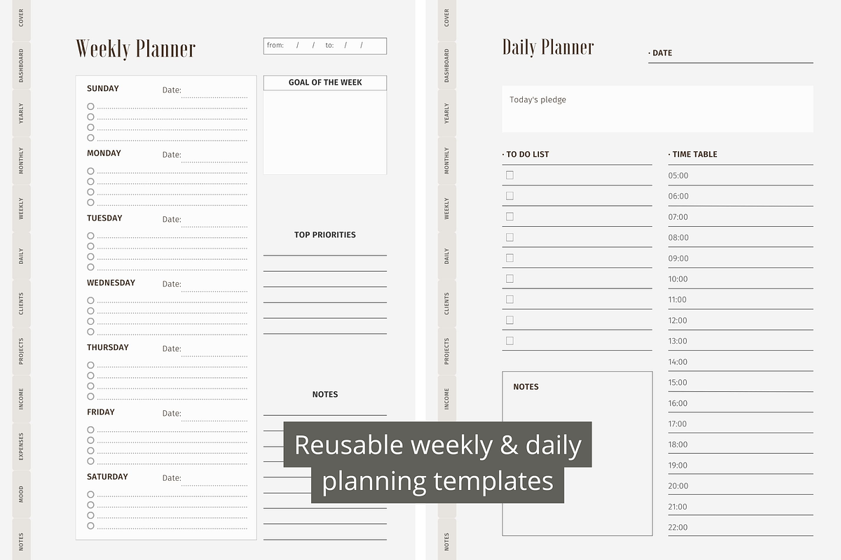 Freelancer Planner Canva Template, a Templates & Theme by ItsReksita Pattern (Photo 6 of 9)
