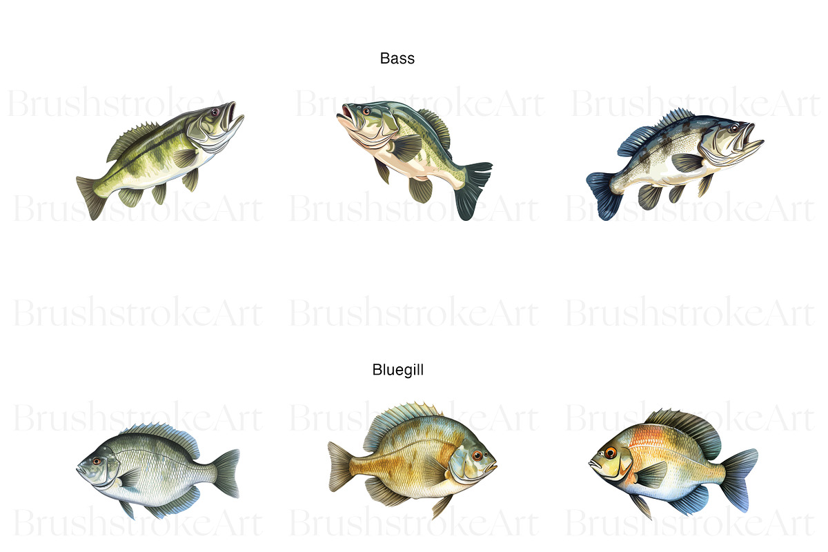 Freshwater Fishing Clipart, Bass PNG, an Animal Illustration by BrushstrokeArtGB (Photo 2 of 9)