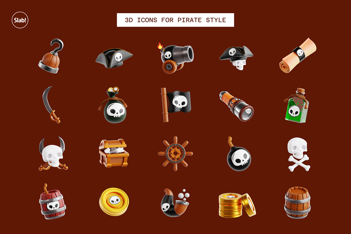 3D Pirates Game Icon, an Object 3D Model by SLAB! Design (Photo 2 of 4)