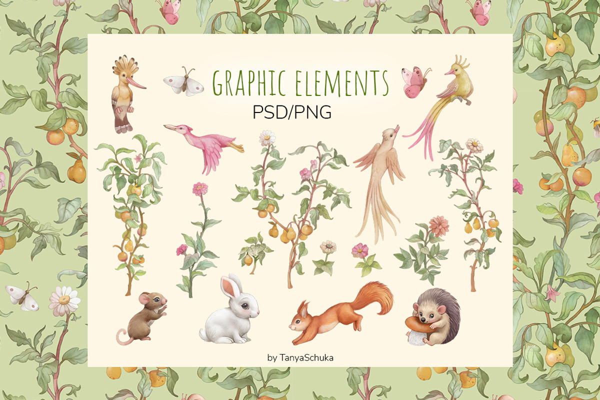 Watercolor plants Graphics patterns, a Pattern Graphic by TanyaSchuka (Photo 10 of 12)