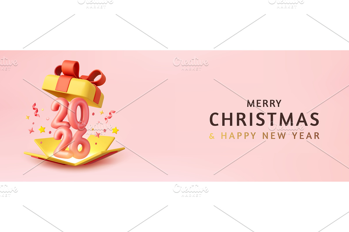 3d Cute Surprise Gift Box With, an Object Illustration by ModVector