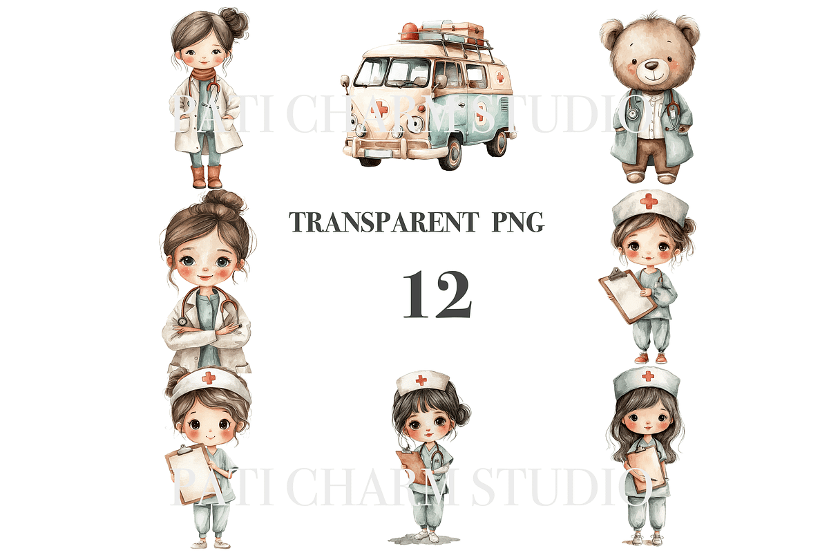 Hospital Clipart Set, a Decorative Illustration by Pati Charm Studio (Photo 2 of 8)