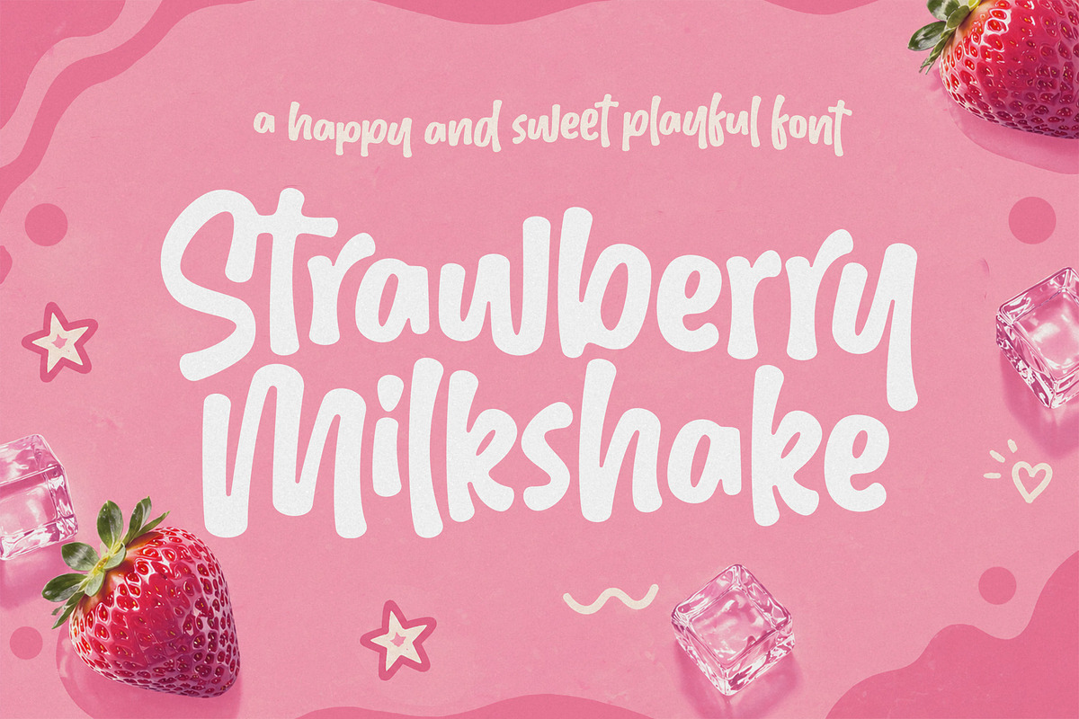 Strawberry Milkshake - Cute Font, a Script Font by Subectype Studio (Photo 1 of 9)