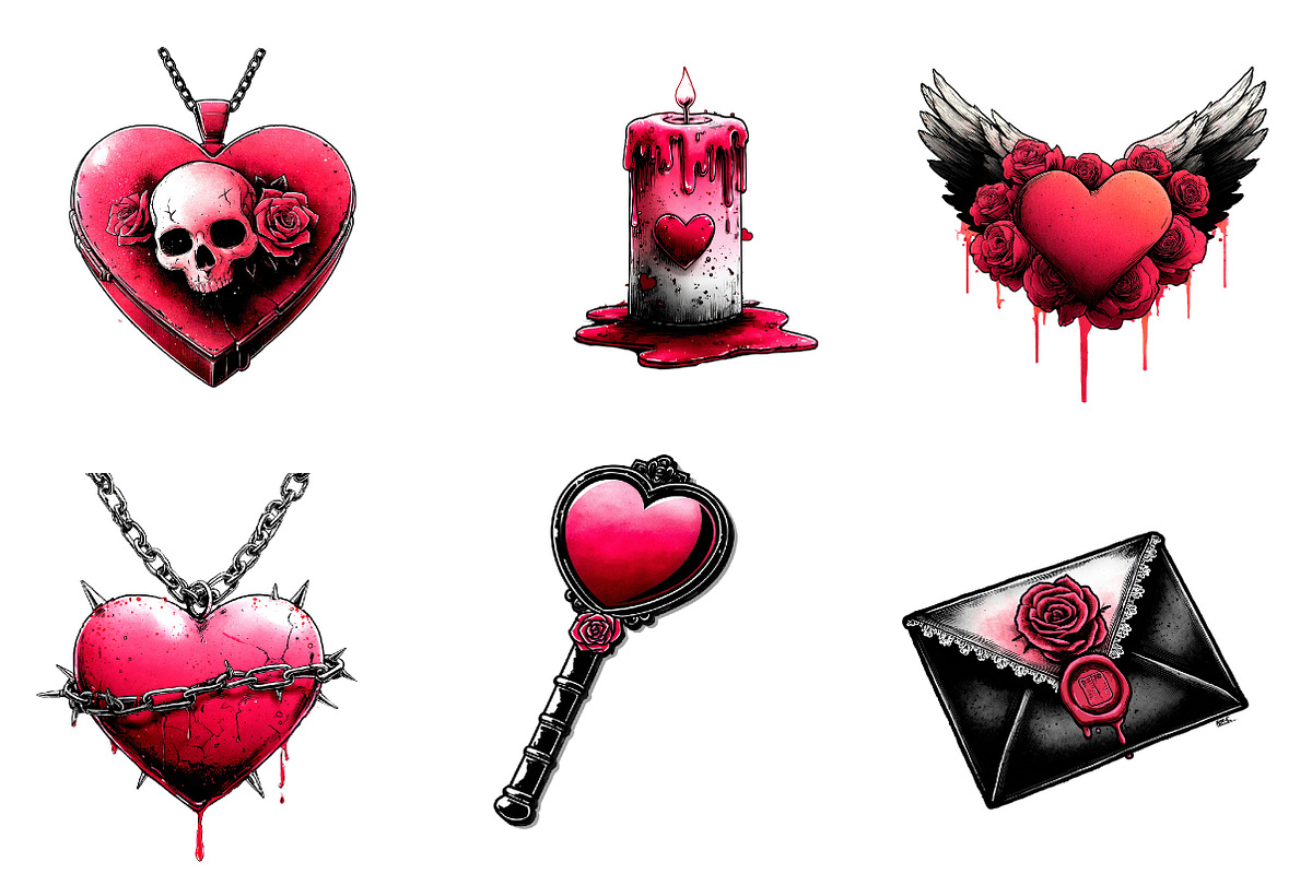Gothic valentines day sublimation, an Illustration by CreationArt (Photo 4 of 6)