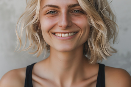 portrait of a laughing blonde girl, a Person Photo by Imaginarium