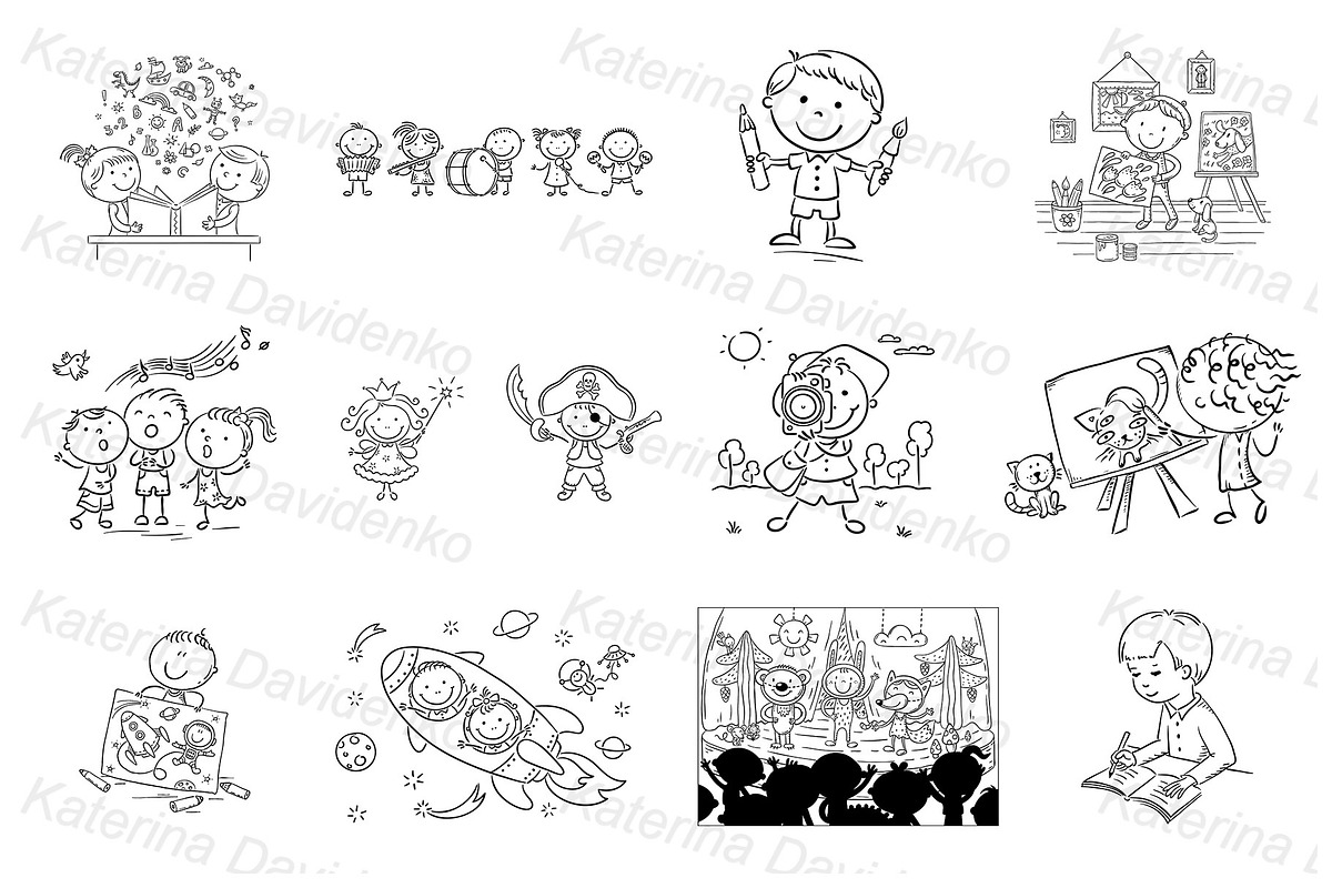 Creative doodle cartoon kids bundle, an Illustration by Bubert Art (Photo 5 of 5)