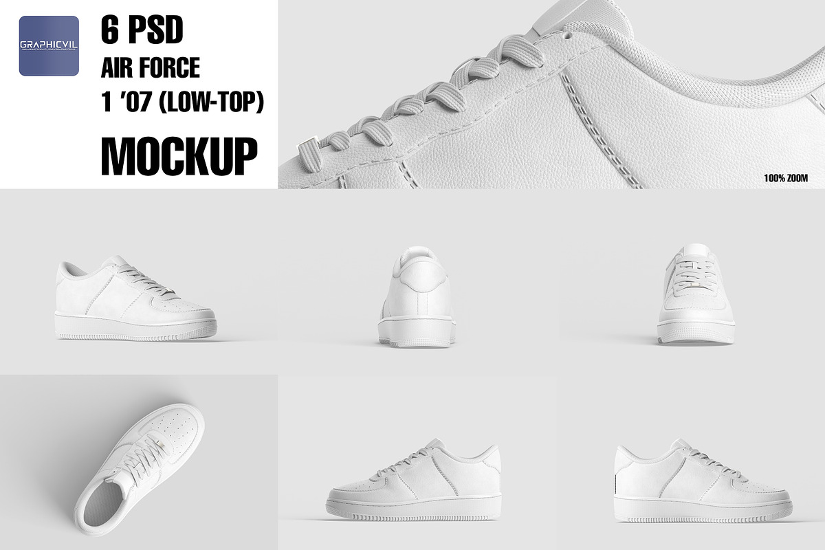 Sneakers Air Force Mockup, a Merchandise Mockup by GraphicVil (Photo 3 of 9)