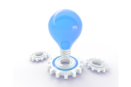 Blue light bulb on gear or cogwheel, a Light 3D Model by Marozhkastudio