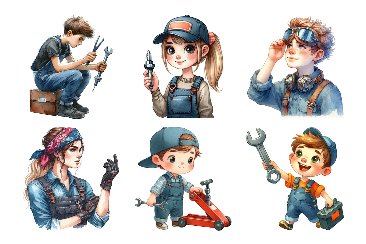 matching Mechanic Characters Clipart, an Illustration by Daily.Designs (Photo 2 of 5)
