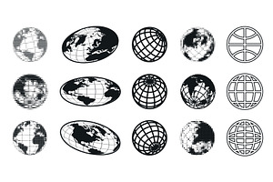 Y2k Earth planet icons set isolated, an Object Illustration by art PVP - market