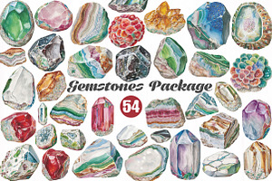 Gemstones Watercolor Package, an Illustration by DreamCafeArt