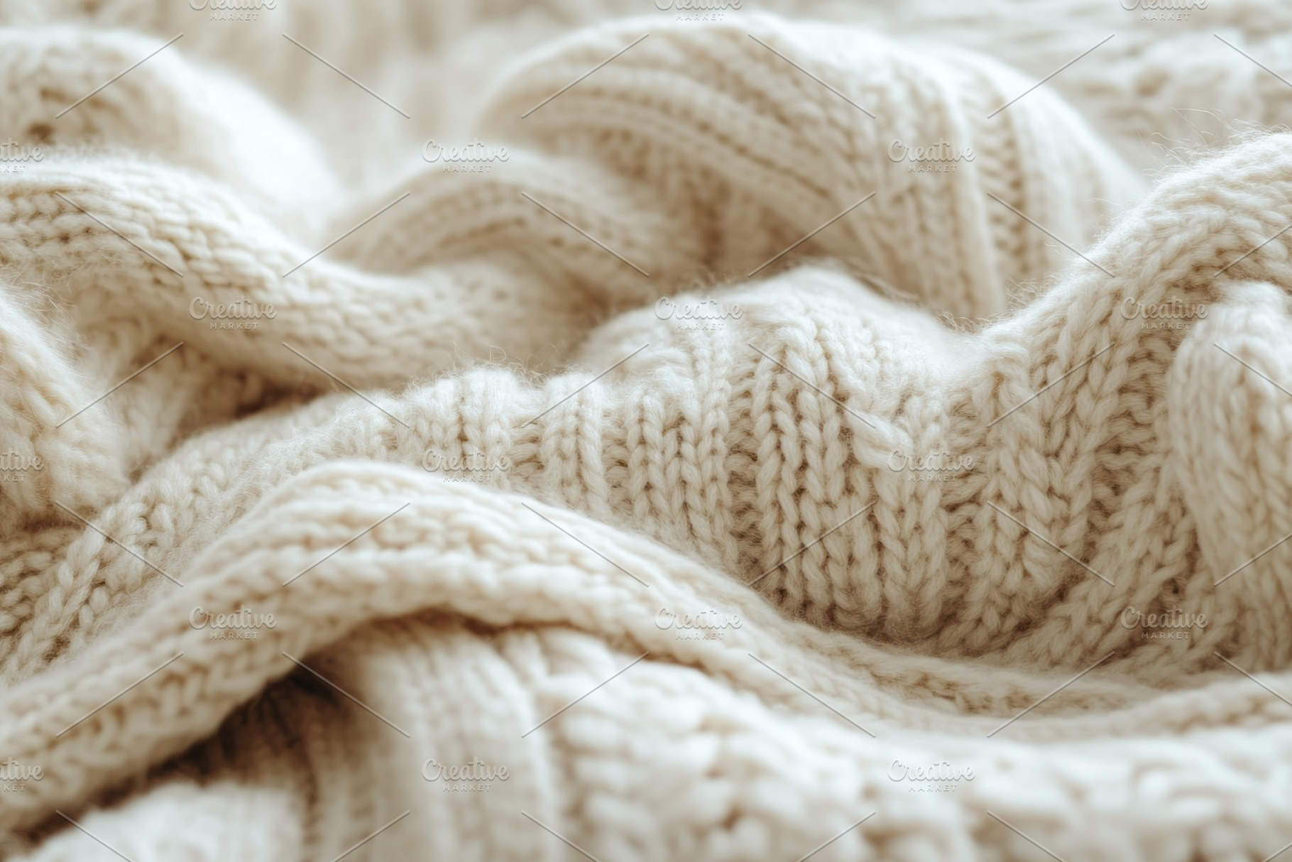 Close-up of a cozy cream-colored knitted sweater, showcasing its intricate patt, a Background Photo by ImageMir