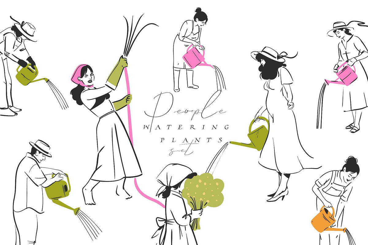 People watering plants set, a Person Illustration by Anastasy_helter (Photo 1 of 7)