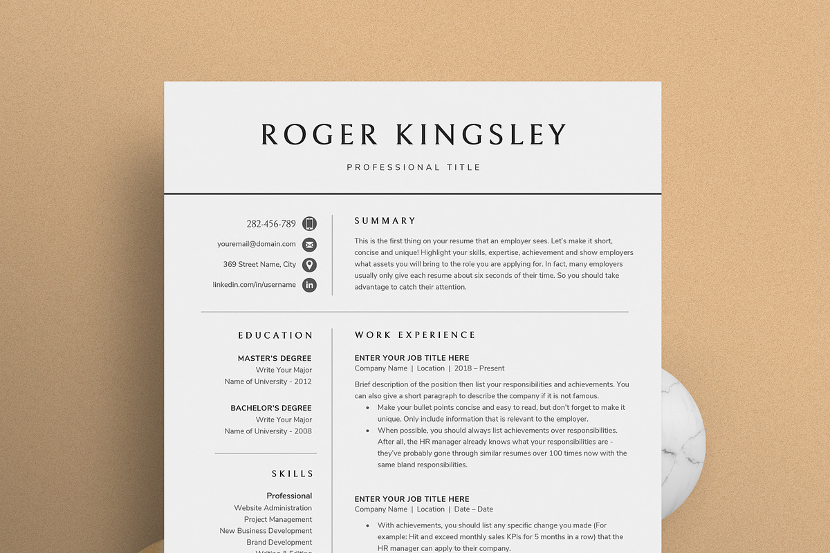 Resume/CV - The Roger, a Resume Template by CreativeLandStudio (Photo 2 of 9)
