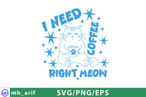 Cat Coffee Pun Funny Hand-drawn SVG, a Graphic by mh_arif