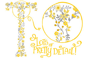 Sunshine Yellow Floral Alphabet