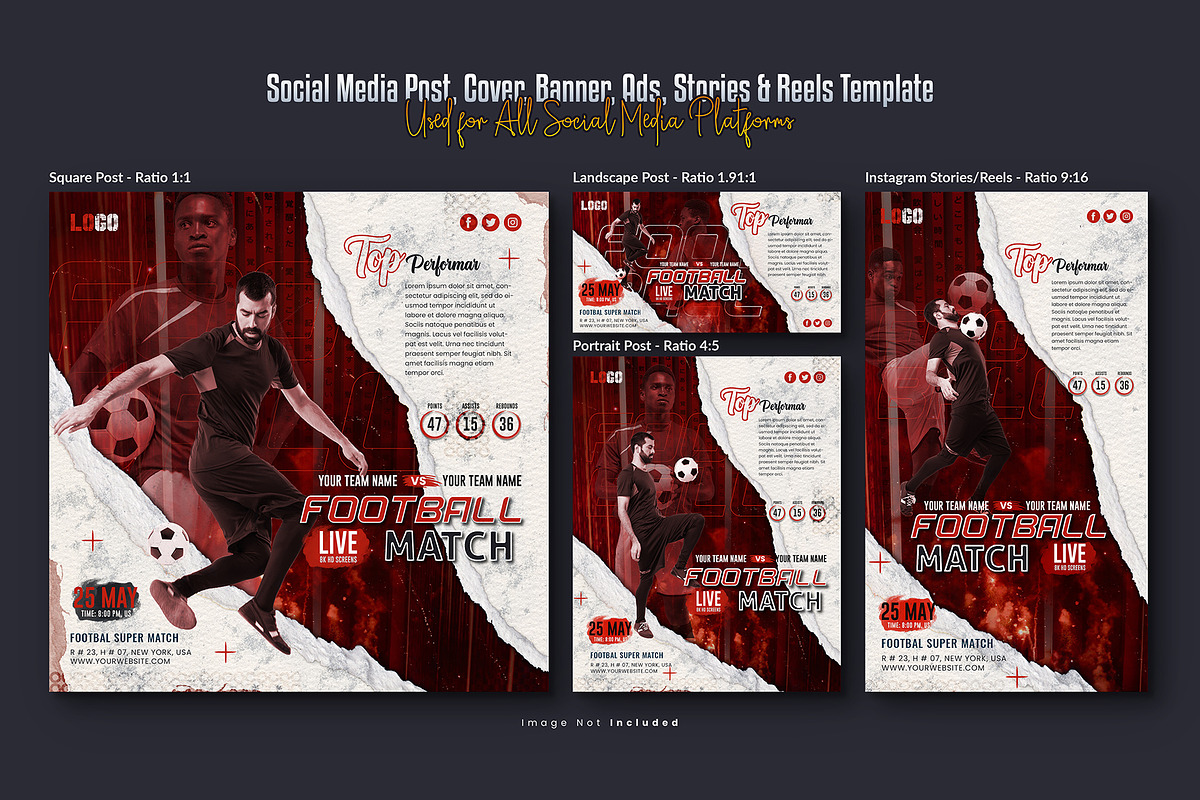 Soccer Football Social Media Post, a Social Media Template by Creative_View