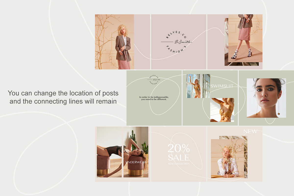 Instagram puzzle template - Lines, a Social Media Template by Olg Store (Photo 4 of 8)