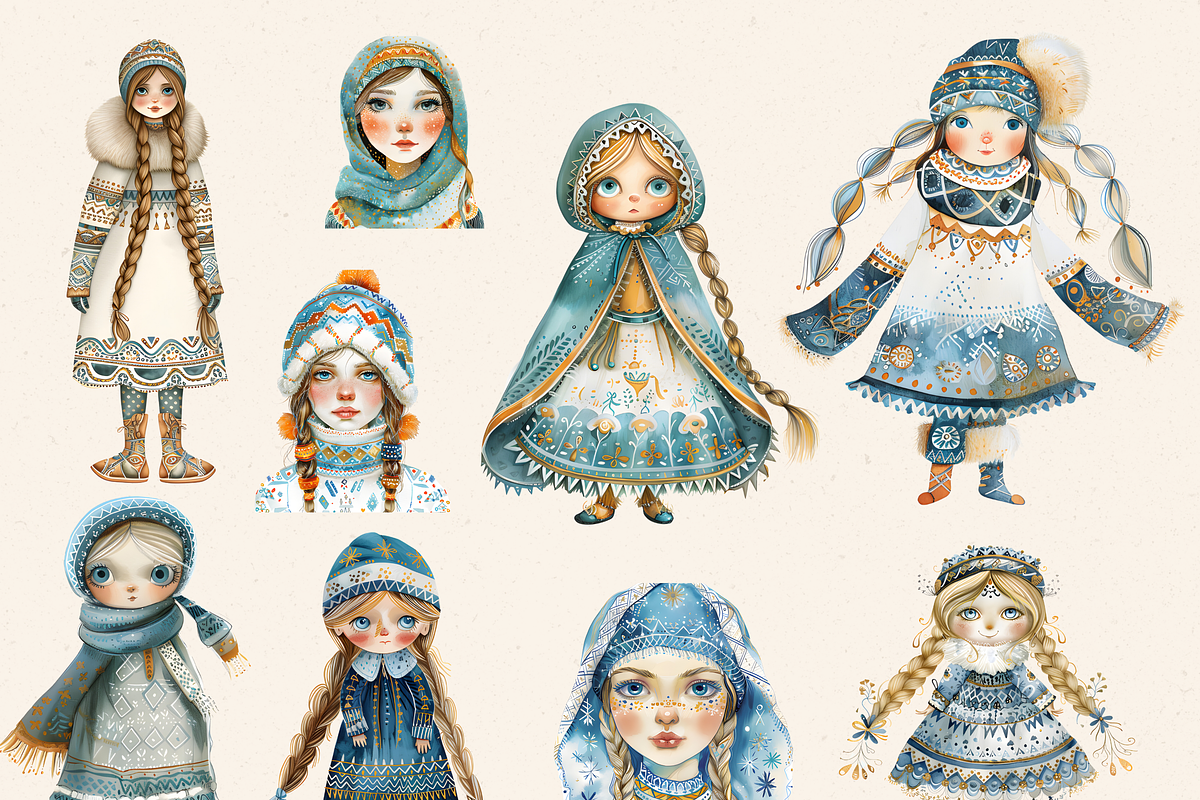 NORDIC SCANDINAVIAN GIRLS CLIPART, a Person Illustration by Daring Digies (Photo 3 of 7)