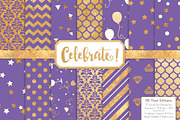 Gold Foil Digital Papers in Purple, a Pattern Graphic by Amanda Ilkov (Thumbnail 1 of 4)