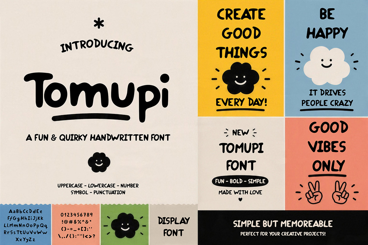 Tomupi - Fun Handdrawn Font, a Handwritten Font by Pitchlook.Studio (Photo 3 of 4)