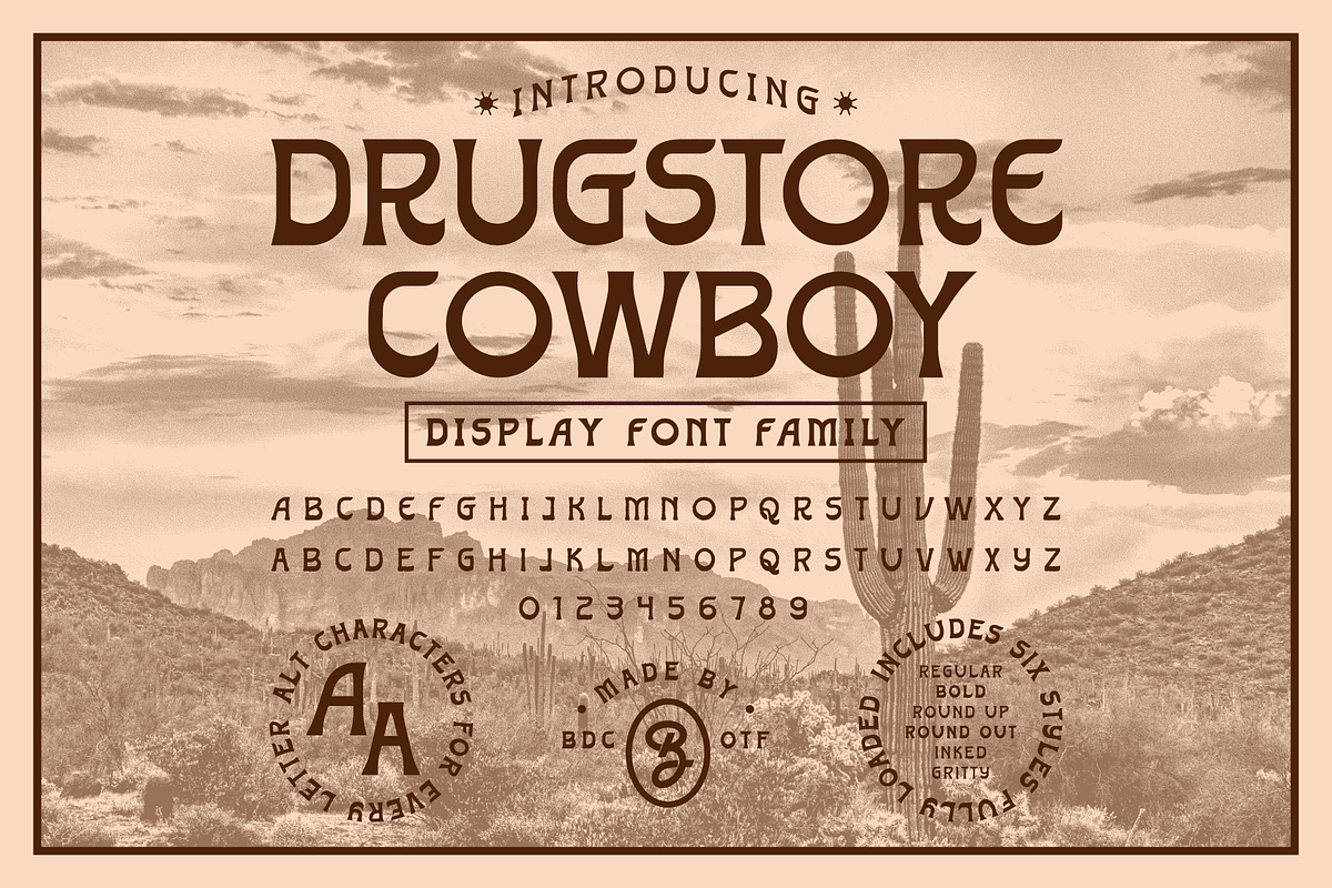 Drugstore Cowboy Font Family, a Font by Brethrendesignco (Photo 1 of 6)