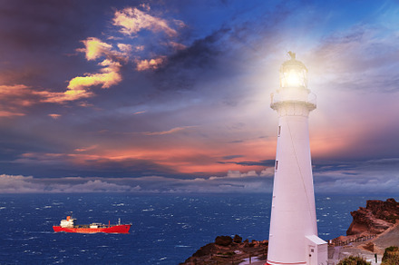 Seascape with lighthouse, a Nature Photo by Shop Name