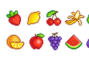 Pixel fruits. Pixelated icons fruit, a Food Illustration by LadadikArt (Thumbnail 3 of 3)