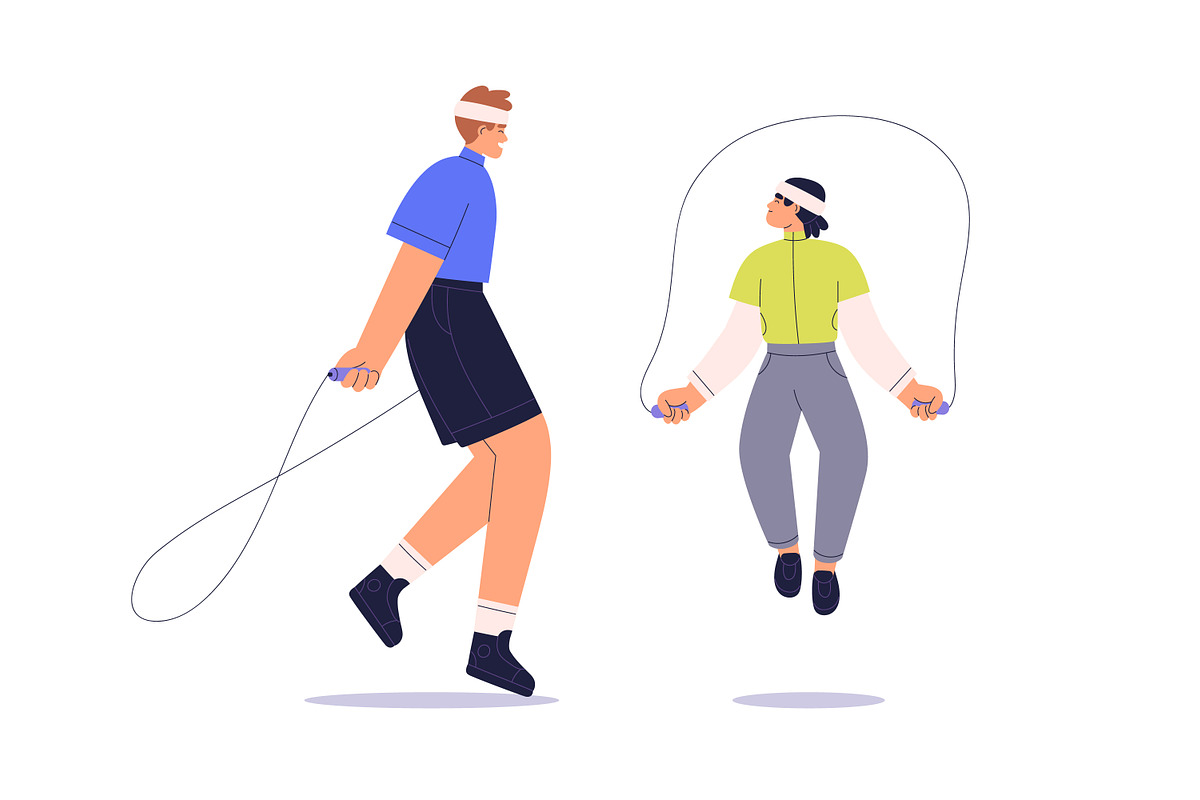 People jump with skipping rope set, a Person Illustration by Good Studio (Photo 4 of 7)