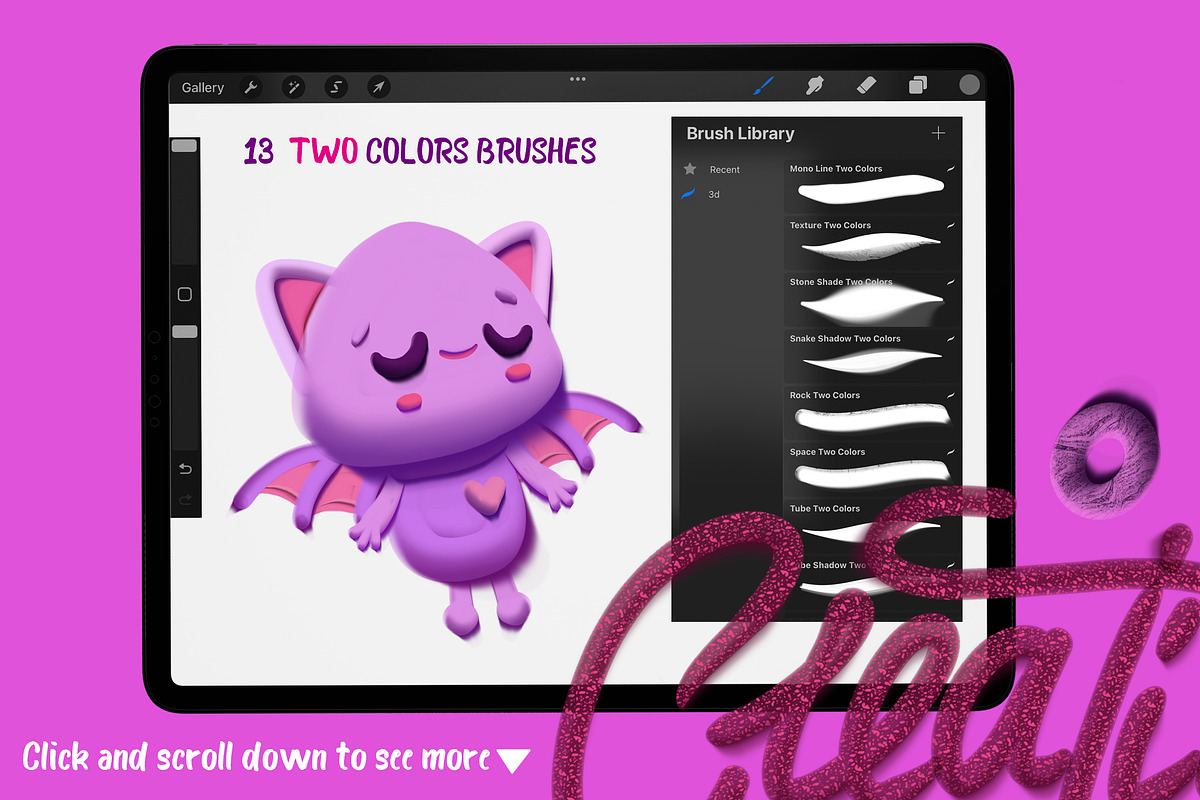 3D BRUSHES PROCREATE SET, a Brush Add-On by AlexandraArt (Photo 3 of 16)