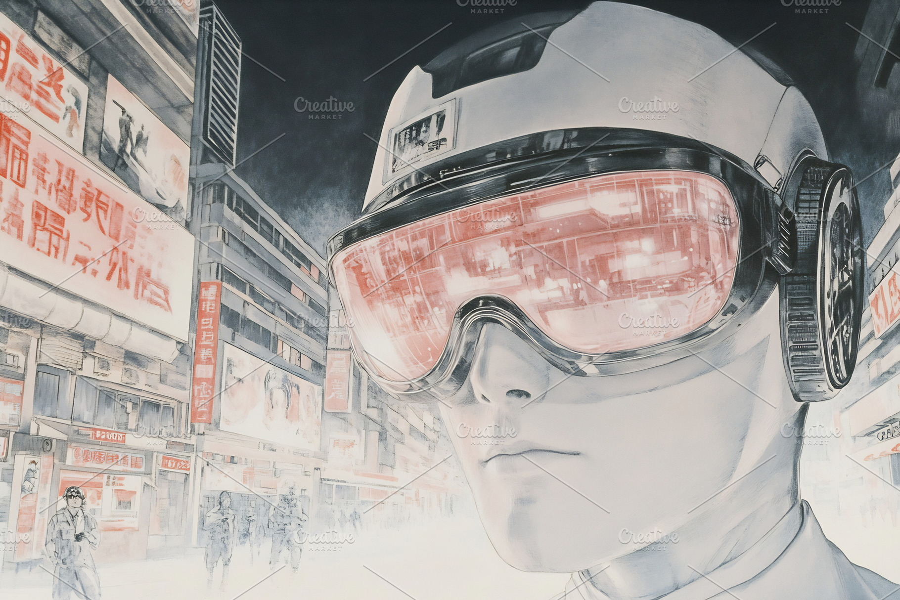 Futuristic figure in neon cityscape, a Photo by Beautiful things