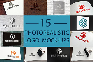 15 Photorealistic Logo Mock-Ups Set